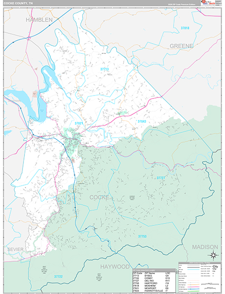 Cocke County, TN Wall Map