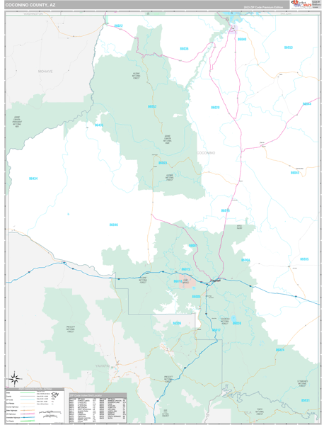 Coconino County, AZ Wall Map Premium Style