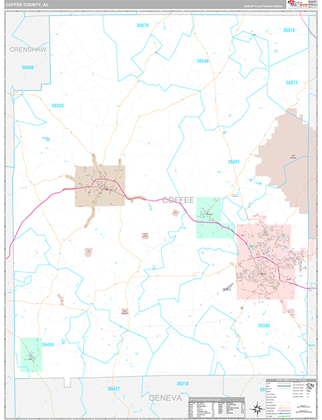 Coffee County, AL Zip Code Map