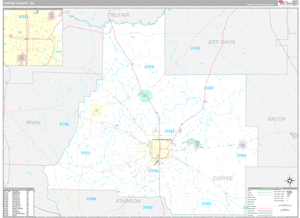 Coffee County, GA Zip Code Map