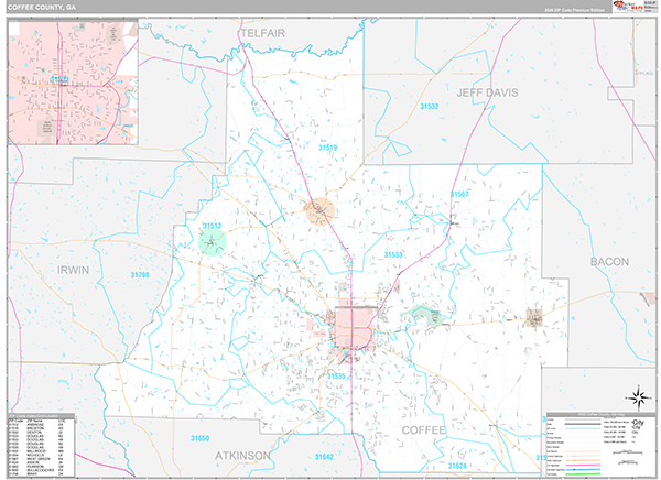 Coffee County, GA Zip Code Map