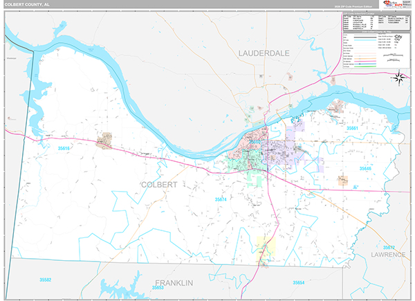 Colbert County, AL Zip Code Map