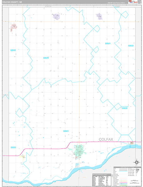 Colfax County, NE Zip Code Map