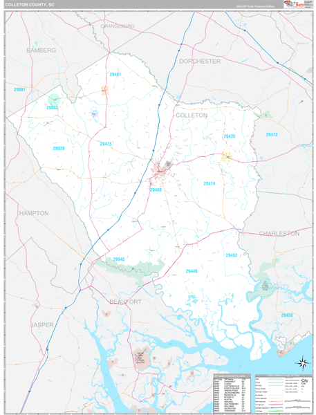 Colleton County, SC Wall Map Premium Style