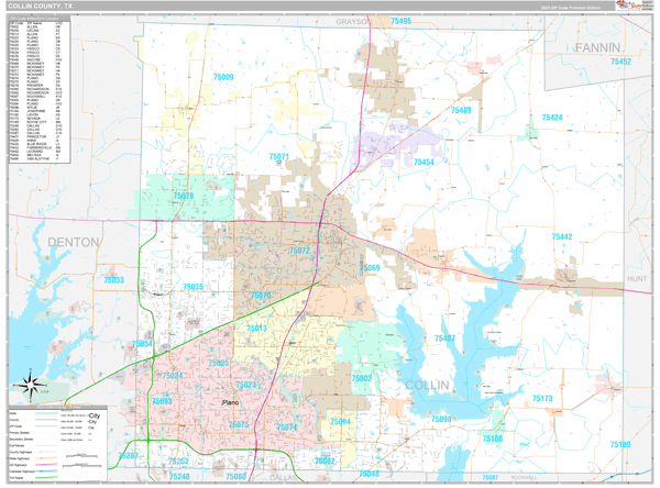 Collin County, TX Wall Map