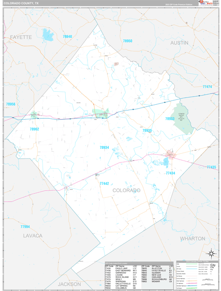 Colorado County, TX Wall Map