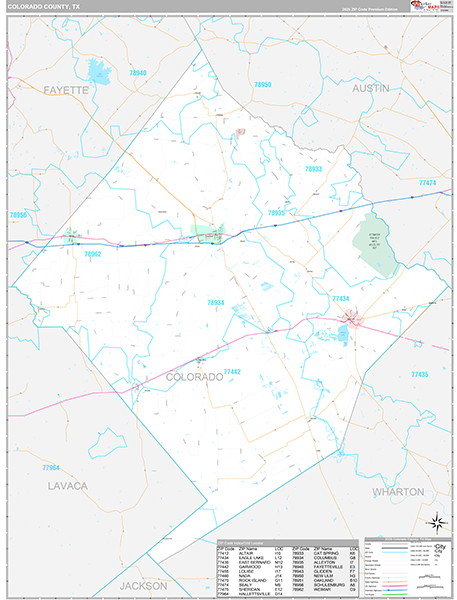 Colorado County, TX Wall Map
