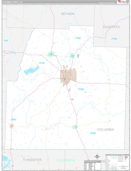 Columbia County, AR Wall Map Premium Style