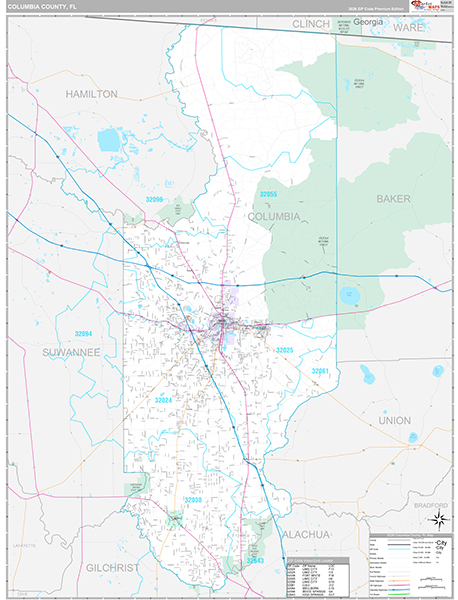 Columbia County, FL Zip Code Map