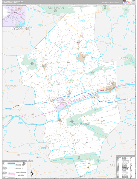 Columbia County, PA Zip Code Map