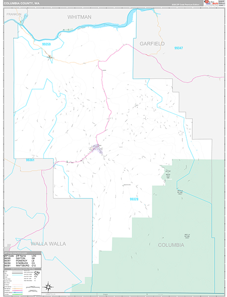 Columbia County, WA Wall Map