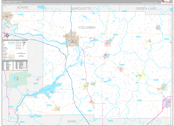 Columbia County, WI Wall Map