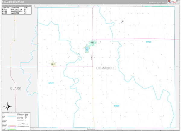 Comanche County, KS Zip Code Map