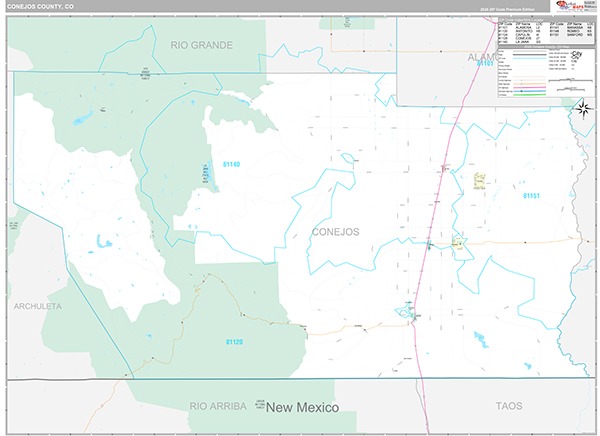 Conejos County, CO Wall Map Premium Style