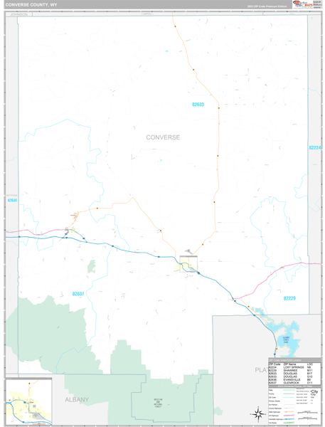 Converse County Wall Map - Premium - MarketMAPS