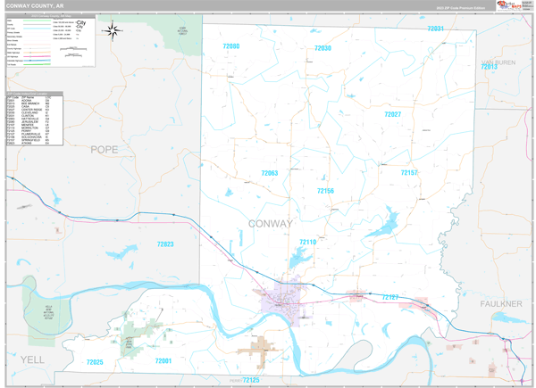 Conway County, AR Wall Map Premium Style