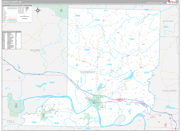Conway County, AR Wall Map