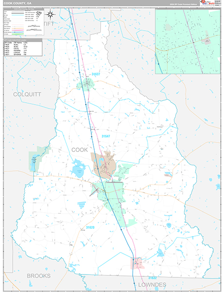Cook County, GA Zip Code Map
