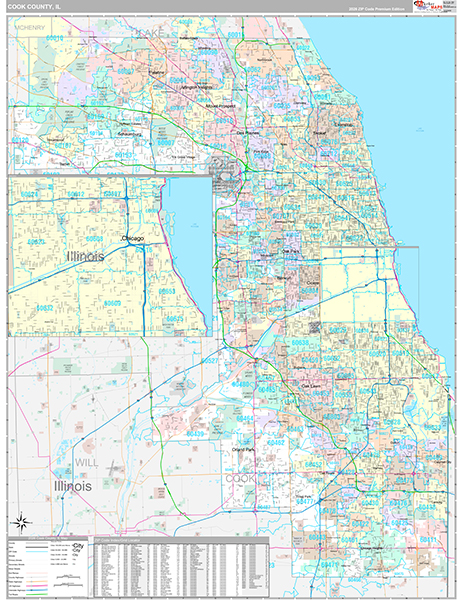 Cook County, IL Zip Code Map