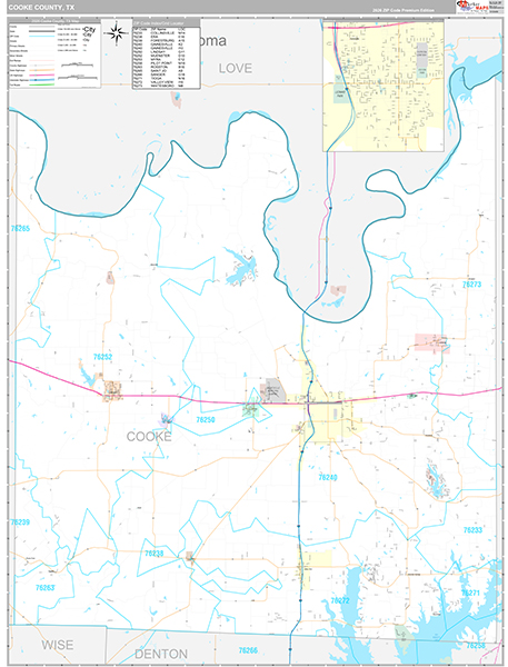 Cooke County, TX Wall Map