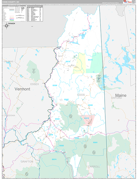 Coos County, NH Zip Code Map