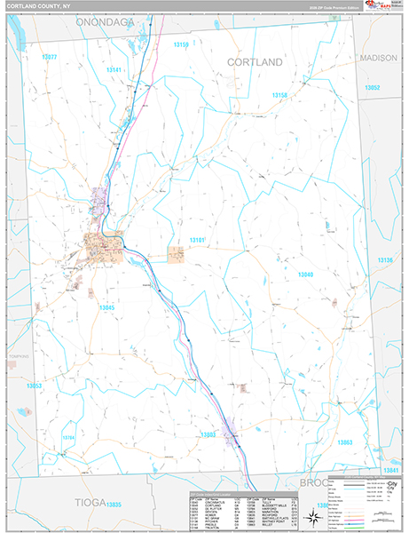 Cortland County, NY Zip Code Map
