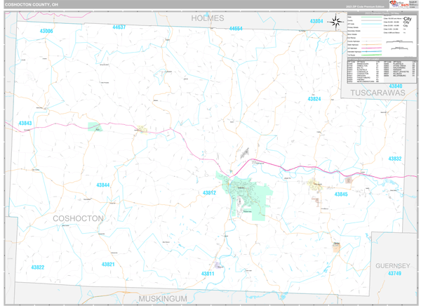 Coshocton County, OH Wall Map