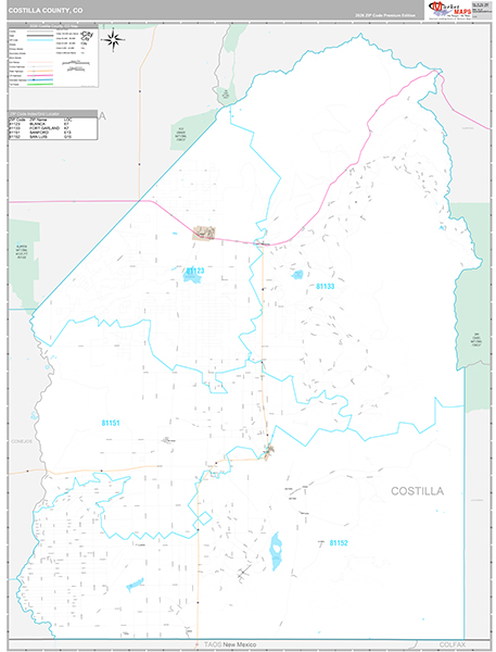 Costilla County, CO Zip Code Map