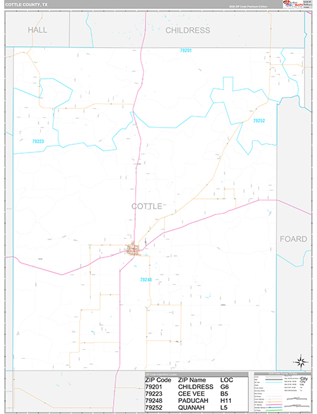 Cottle County, TX Wall Map