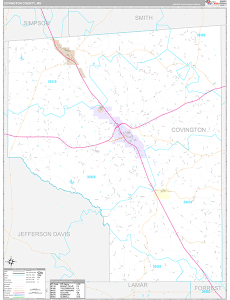 Covington County, MS Zip Code Map