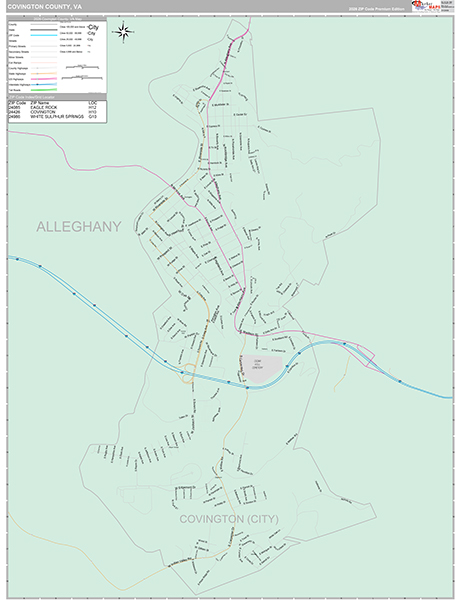 Covington County, VA Wall Map