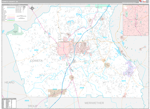 Coweta County, GA Wall Map