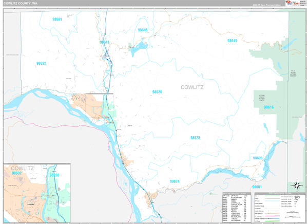 Cowlitz County Digital Map Premium Style