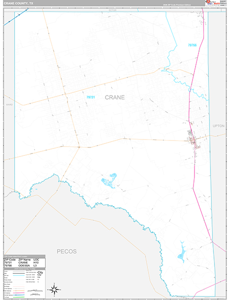 Crane County, TX Wall Map