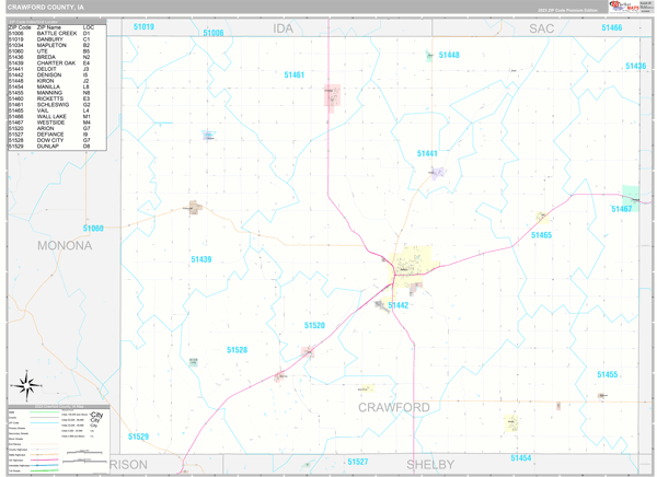 Crawford County, IA Wall Map