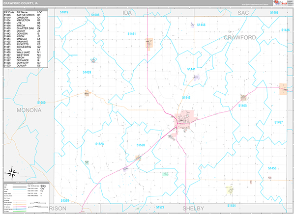 Crawford County, IA Wall Map