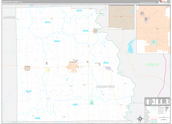Crawford County, IL Wall Map