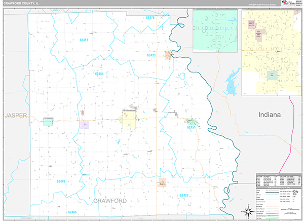 Crawford County, IL Carrier Route Wall Map