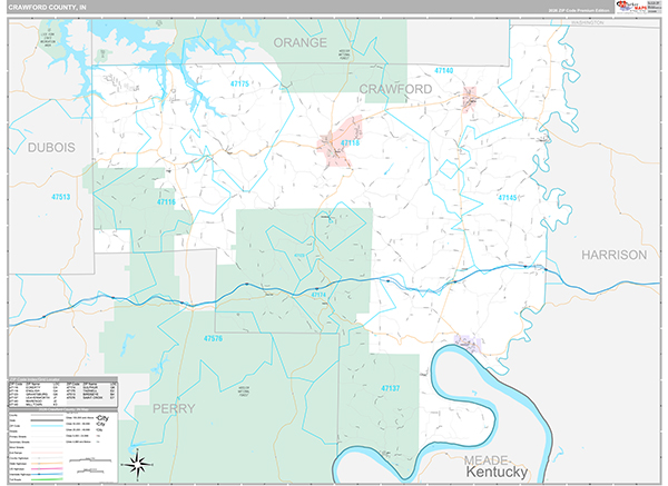 Crawford County, IN Wall Map Premium Style