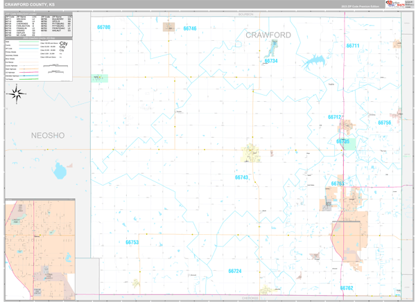 Crawford County Wall Map Premium Style