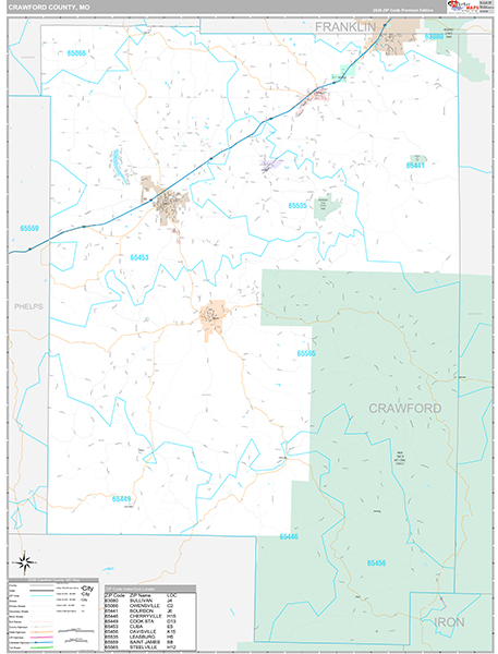 Crawford County, MO Zip Code Map