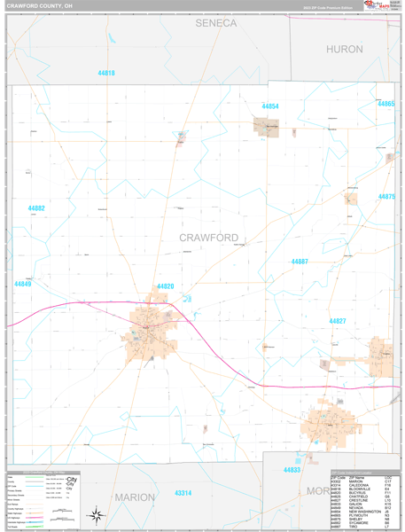 Crawford County, OH Wall Map