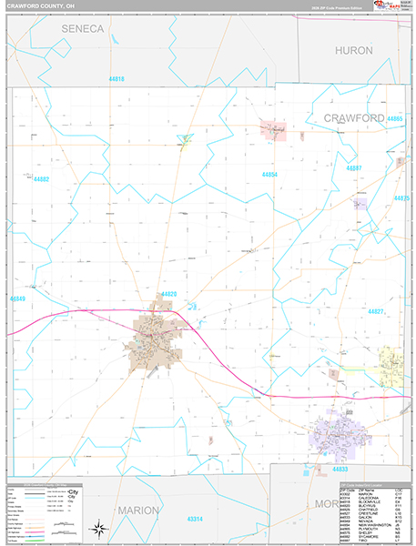 Crawford County, OH Zip Code Map