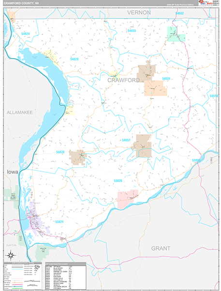 Crawford County, WI Zip Code Map