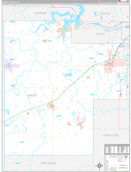 Creek County, OK Wall Map