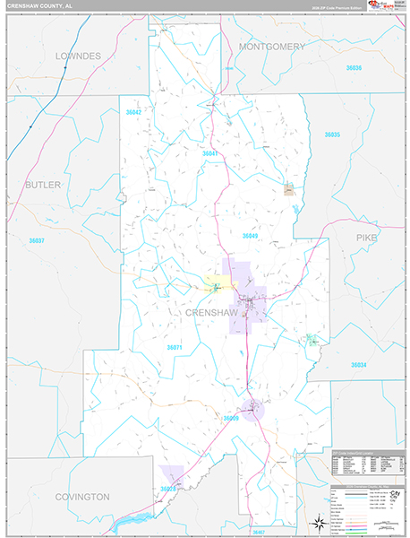 Crenshaw County, AL Wall Map