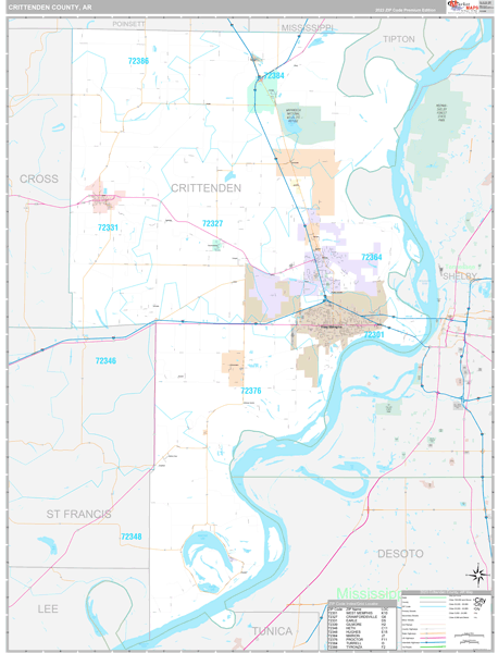 Crittenden County, AR Wall Map Premium Style