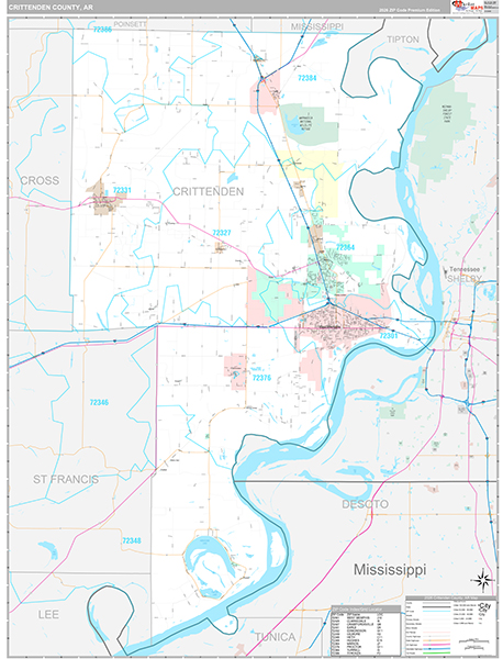 Crittenden County, AR Zip Code Map
