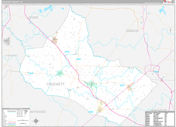 Crockett County, TN Wall Map