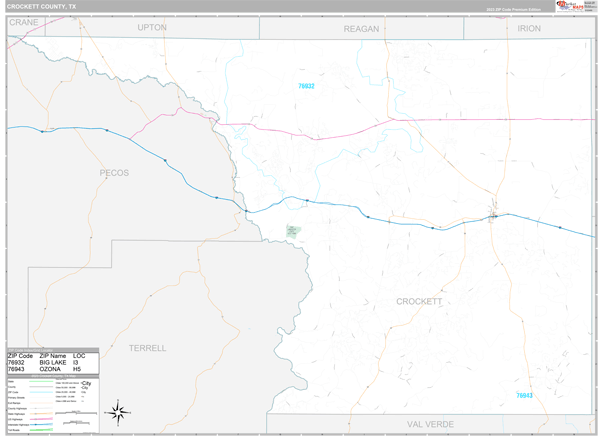 Crockett County, TX Wall Map